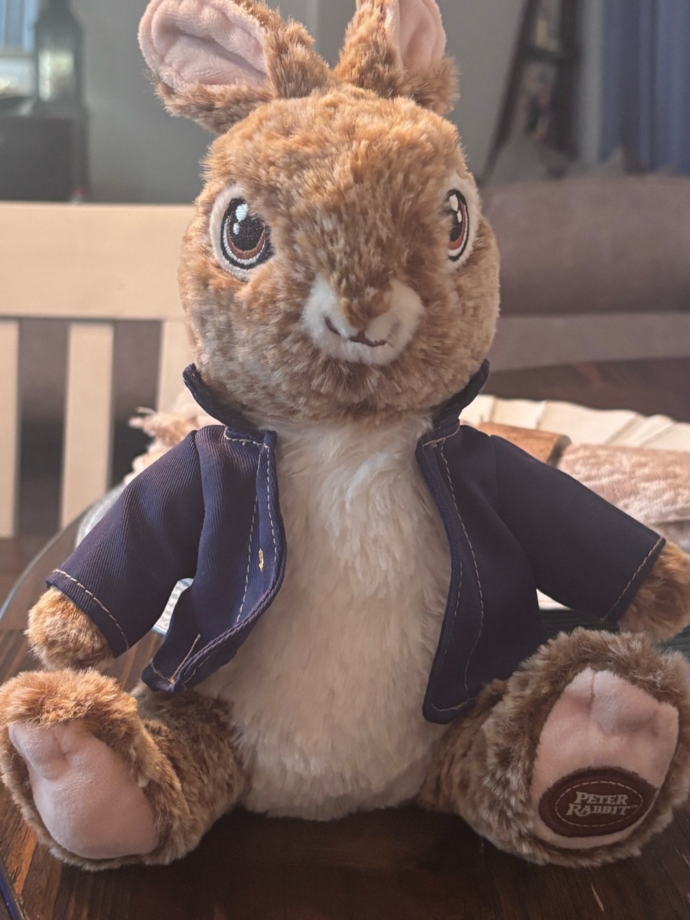 Peter Rabbit Plush Bunny in Brown with Navy Jacket